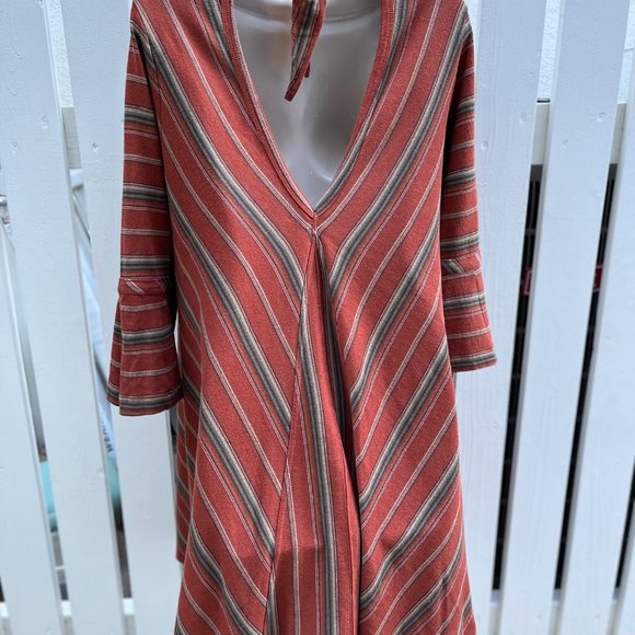 Free People Rust Chevron Striped Tunic Dress - Picture 8 of 15